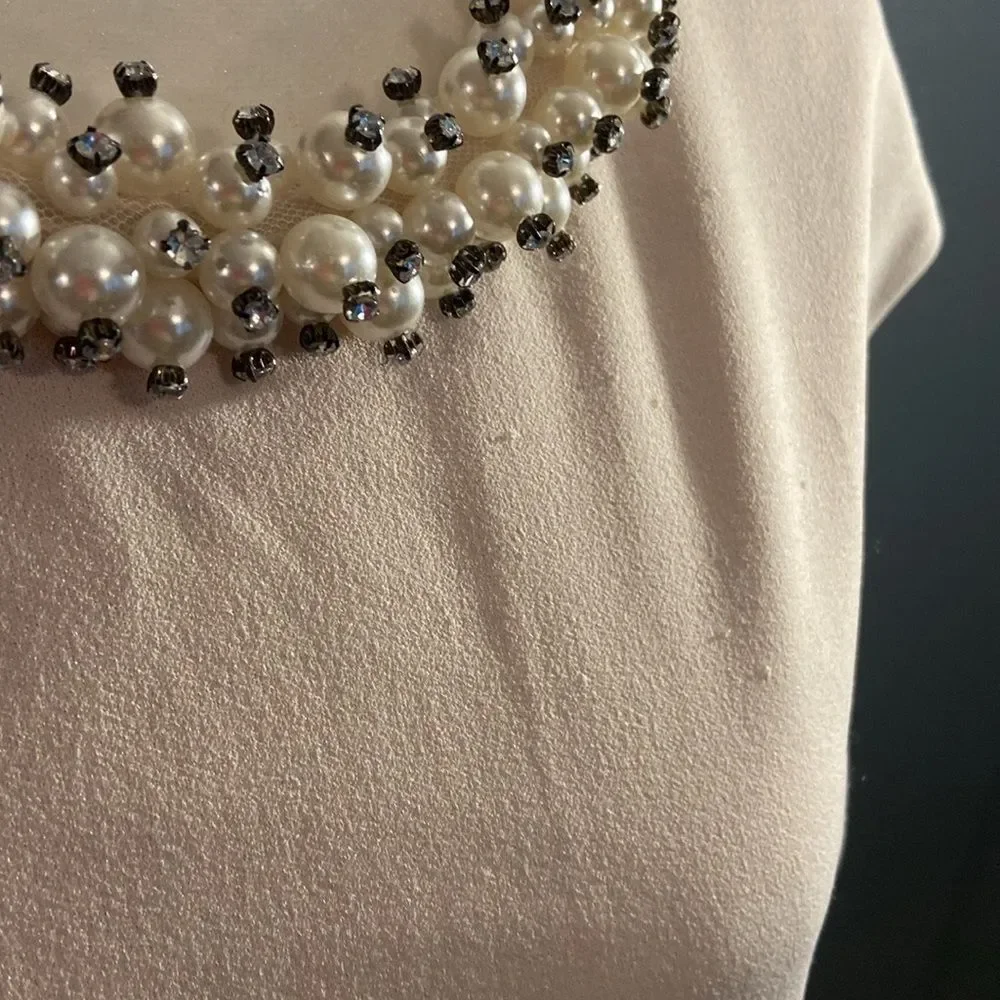 Betsey Johnson Scuba crepe fitted dress with a pearl embellished collar Size 12